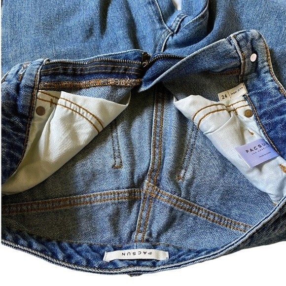 PacSun Distressed Mom Jeans Women's Size 24 Blue Ripped High Waist Grunge Y2K - Picture 11 of 15